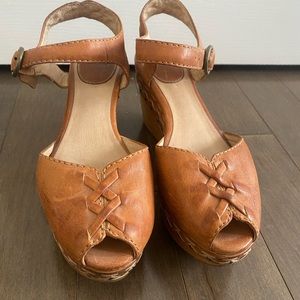 The Frye Company, Blair Lace up Peeptoe leather wedges